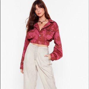 Women’s vintage cropped military jacket PINK NWT